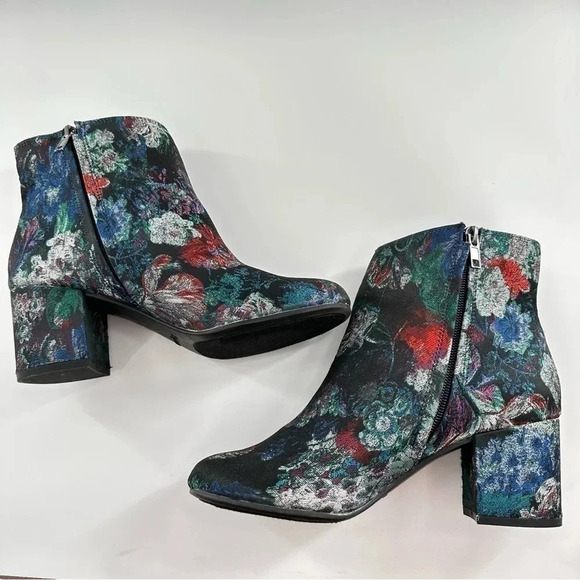 Zigisoho Nydia ankle bootie size 7 multicolored metallic floral brocade boot - Picture 6 of 14